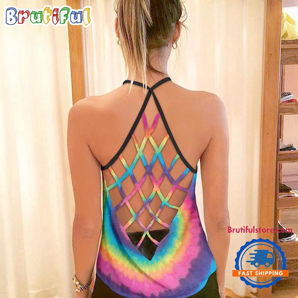 NFL Miami Dolphins Rainbow Pattern Summer Women’s Criss Cross Tank Top