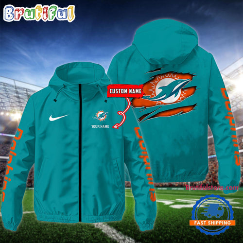 NFL Miami Dolphins Special Football Logo Team Design Windbreaker Outdoor Jacket