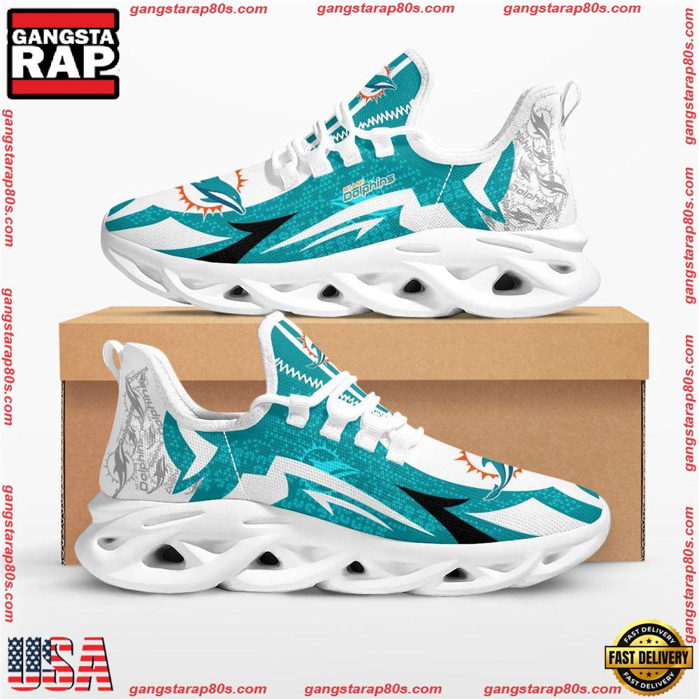 NFL Miami Dolphins Symbol Geometric Pattern Max Soul Shoes Running Sneakers
