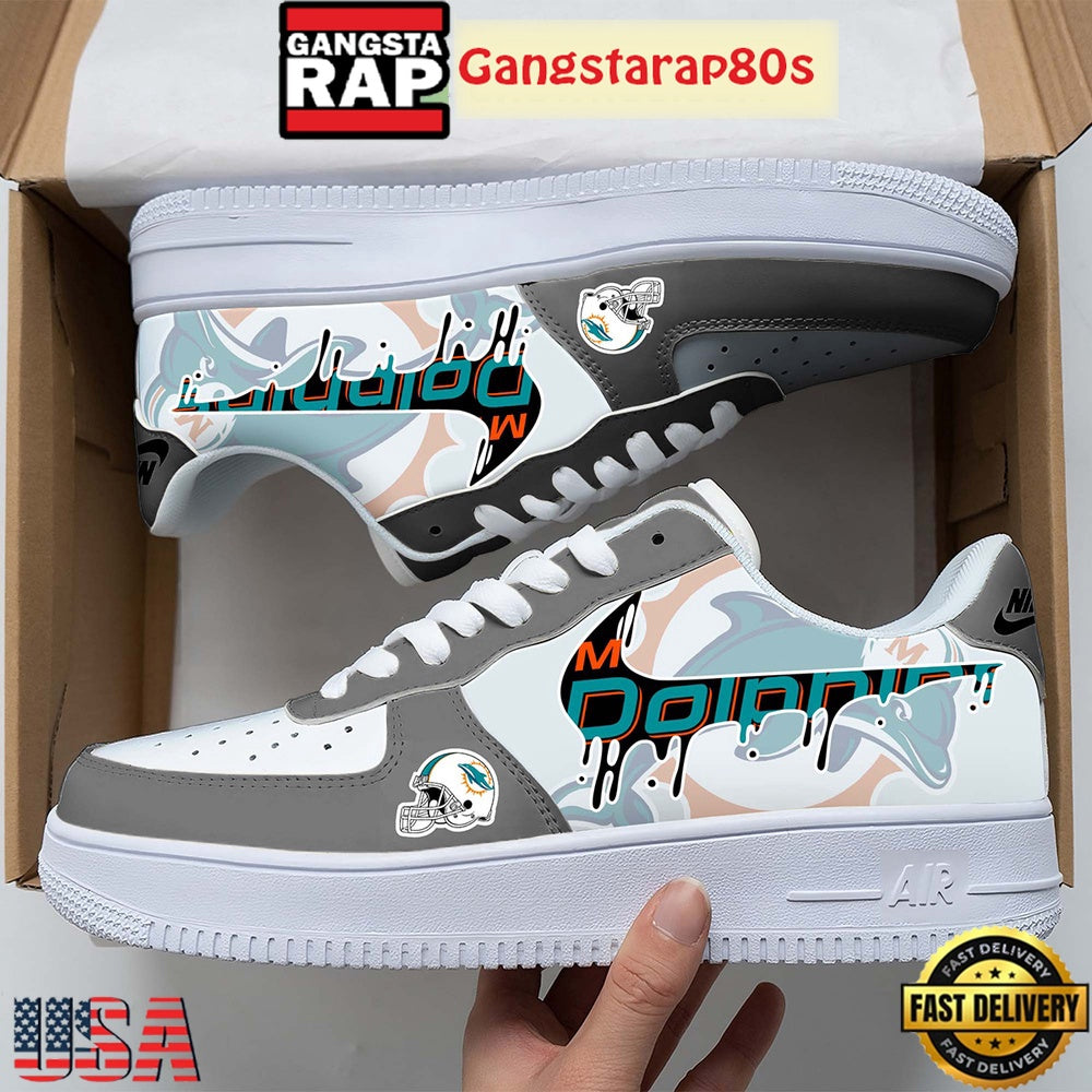 NFL Miami Dolphins Team Logo Unique Air Force 1 Shoes Running Sneakers