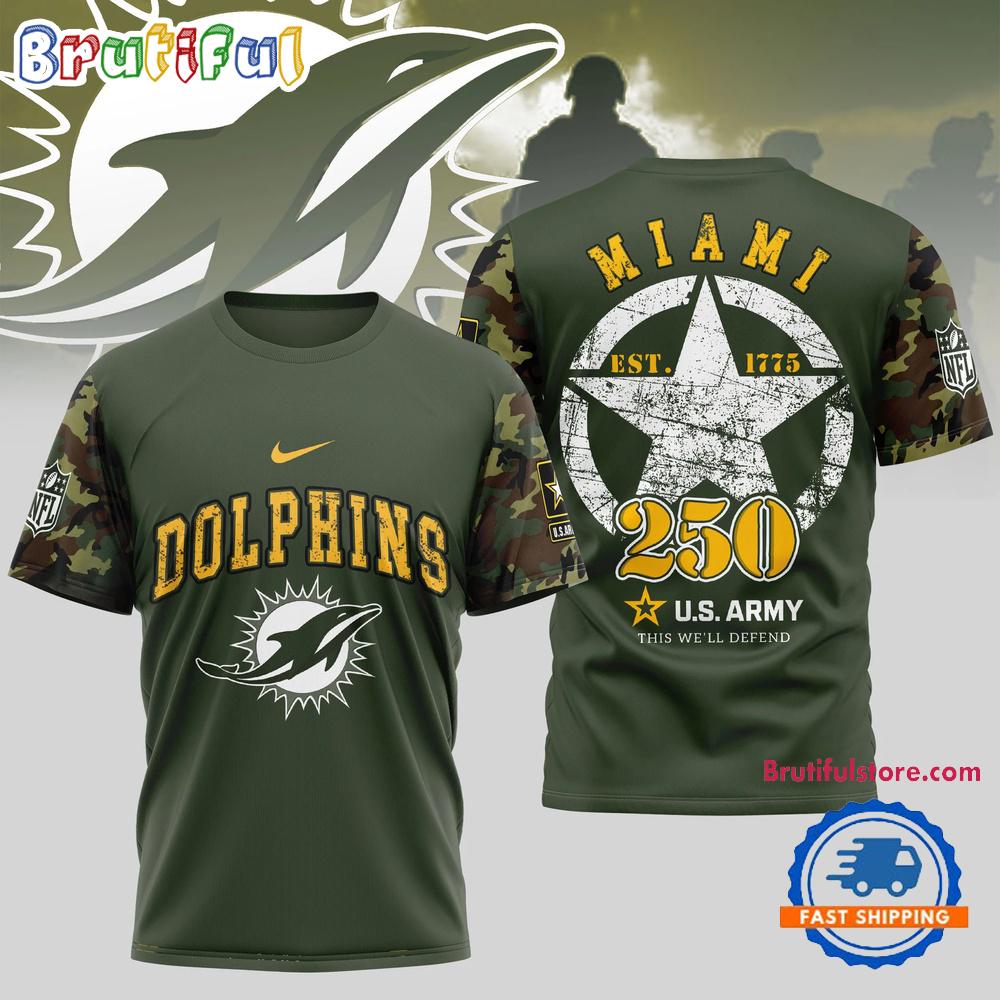 NFL Miami Dolphins US Army 250th Birthday Celebration 3D Shirt