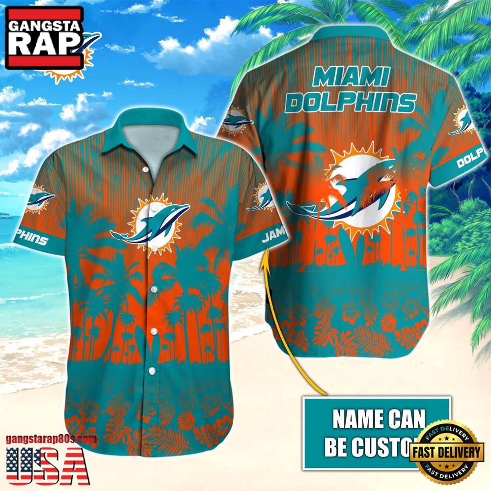 NFL Miami Dolphins Vintage Style Custom Name Aloha Hawaiian Shirt