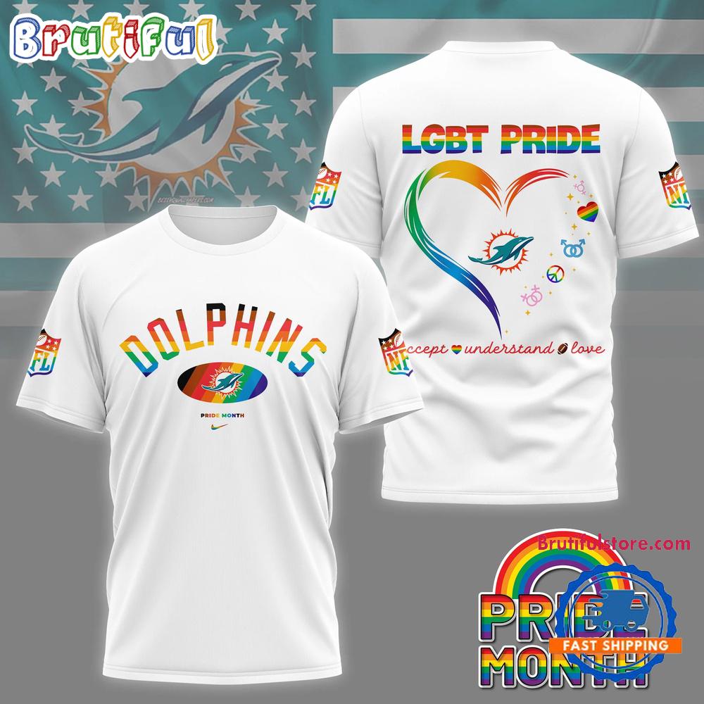 NFL Miami Dolphins x Pride Month 2025 3D Shirt, Football Accept Understand Love TShirt