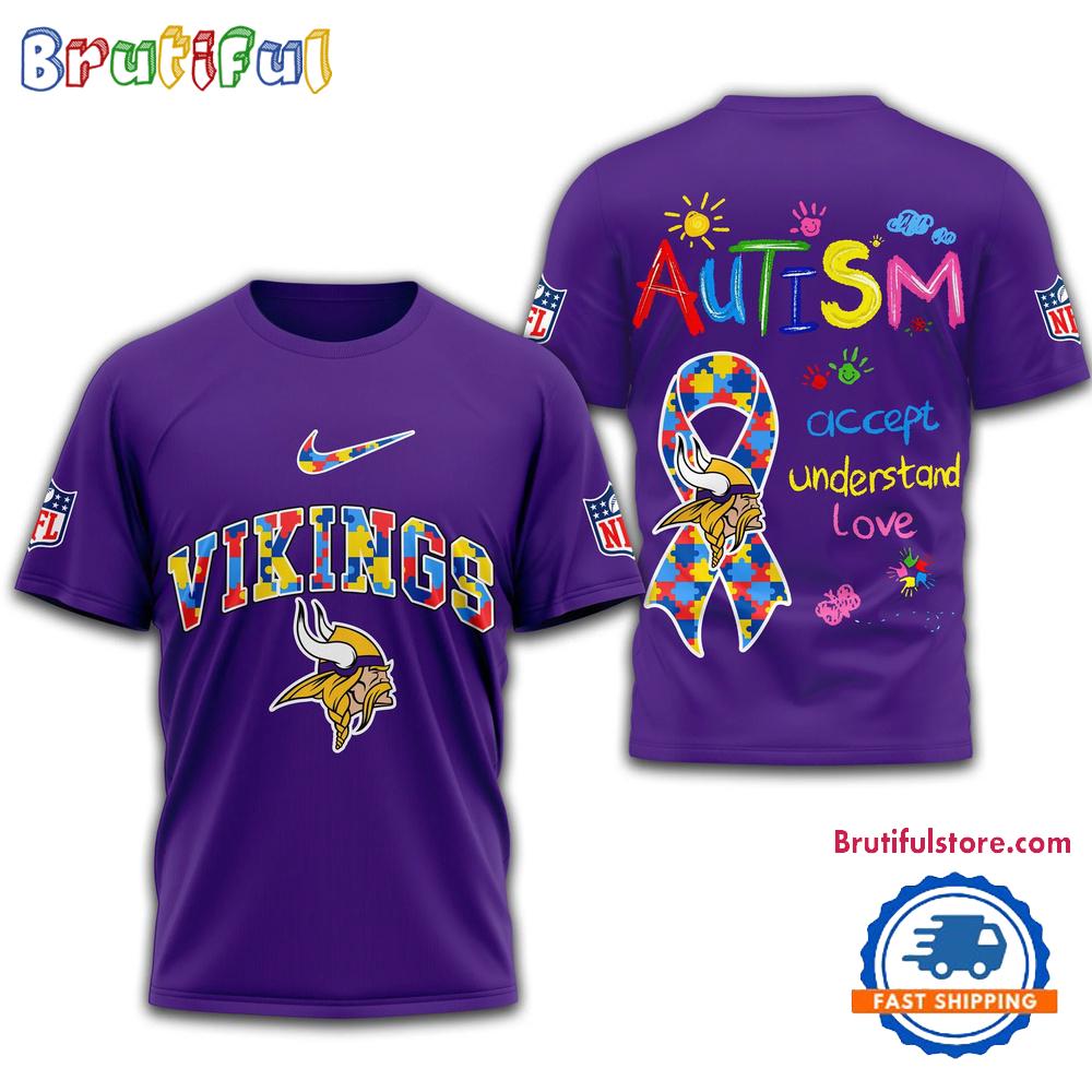NFL Minnesota Vikings 2025 Autism Awareness 3D Shirt
