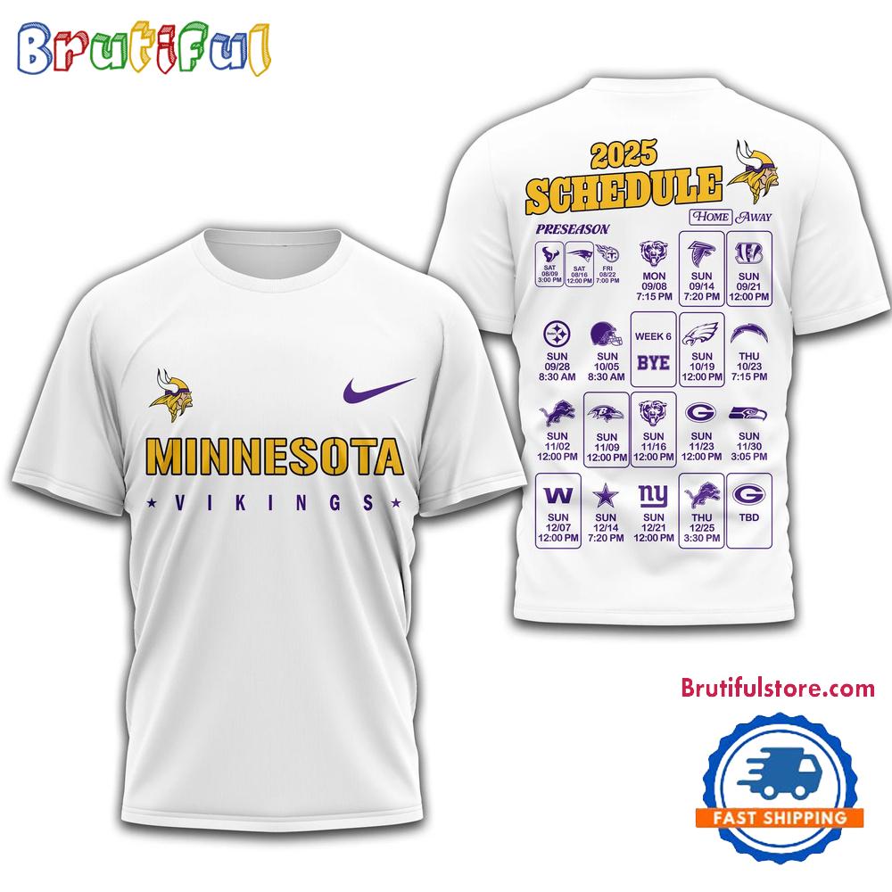 NFL Minnesota Vikings 2025 SCHEDULE All Over Print Shirt, 2025 Football Schedule Shirts