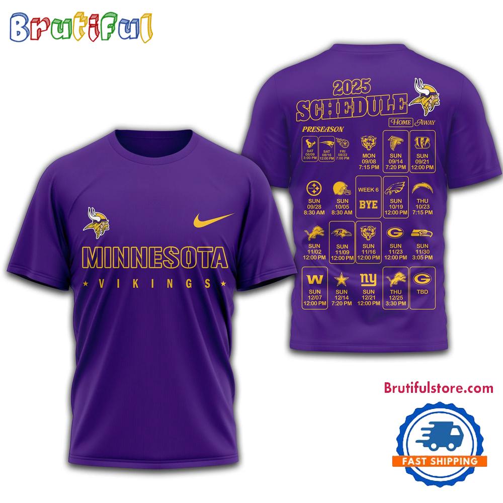 NFL Minnesota Vikings 2025 SCHEDULE Unisex 3D Shirt