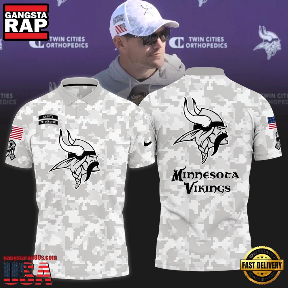 NFL Minnesota Vikings Camo 2025 Salute to Service Polo Shirt