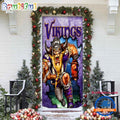 NFL Minnesota Vikings Football Team Christmas Door Cover, Football Xmas Door Covers