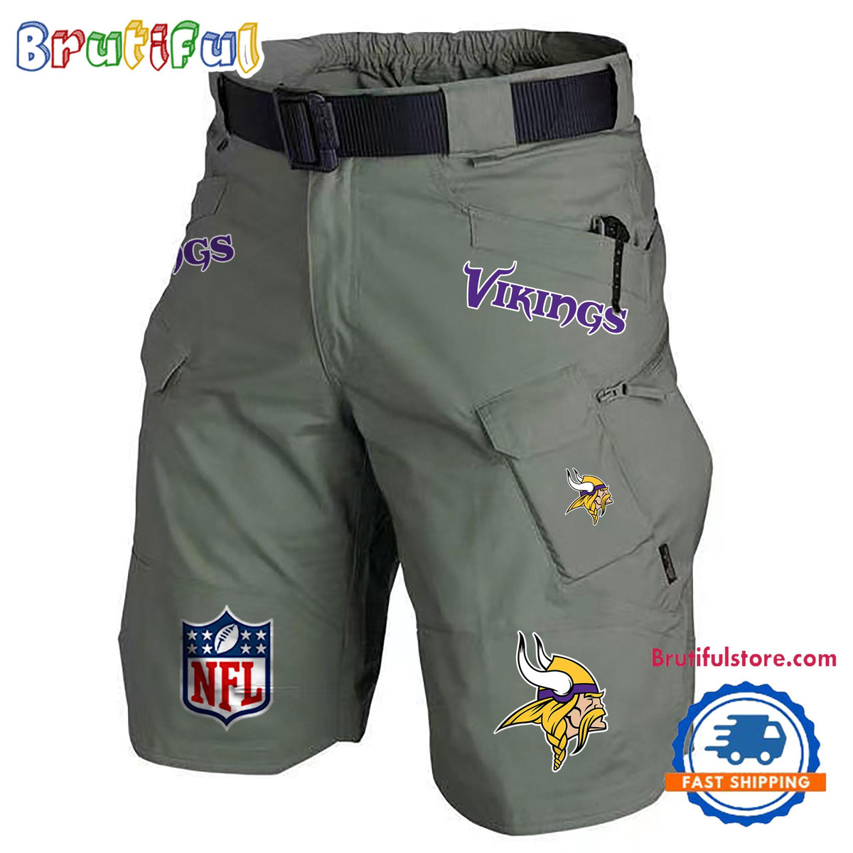 NFL Minnesota Vikings Football Team Military Tactical Shorts