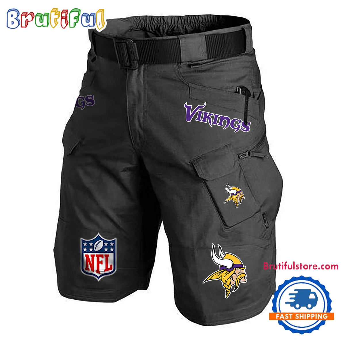 NFL Minnesota Vikings Football Team Military Tactical Shorts