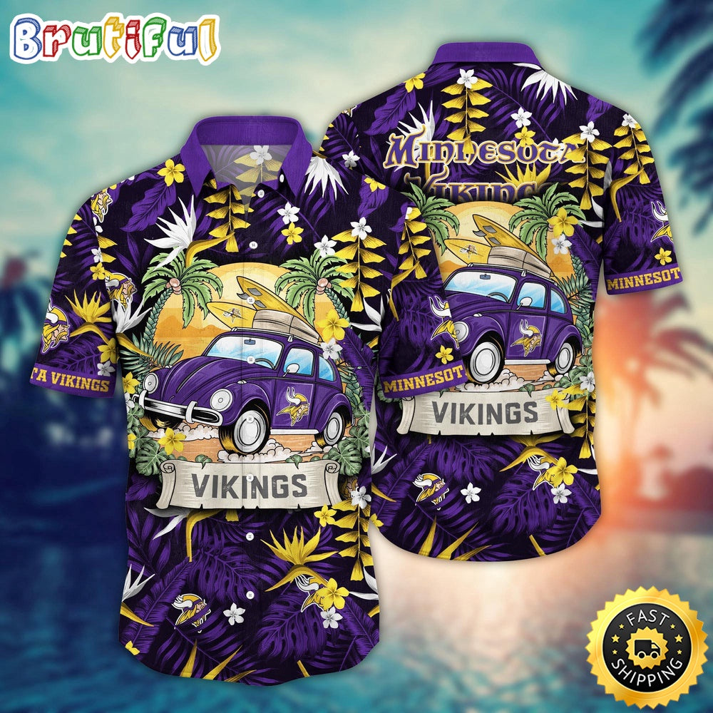 NFL Minnesota Vikings Hawaii Shirt Car Plam Tree Aloha Shirt