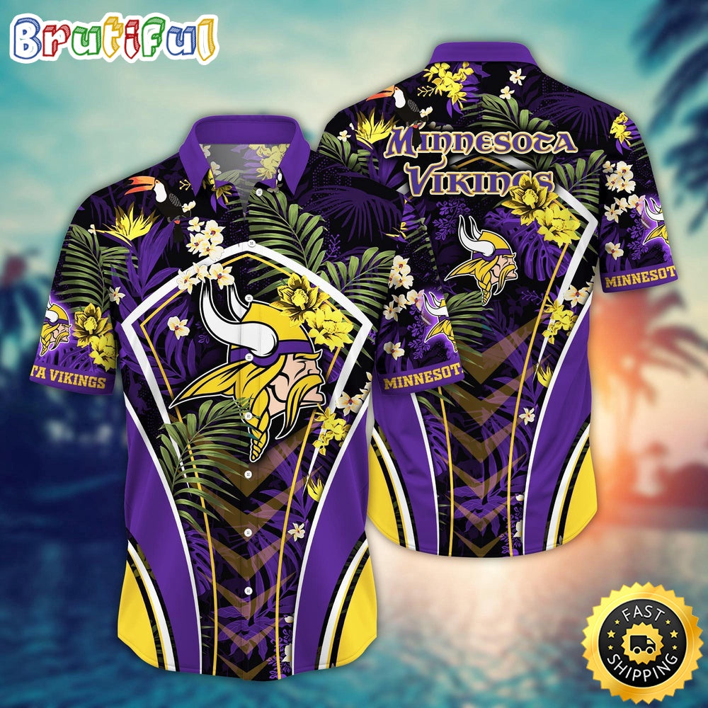 NFL Minnesota Vikings Hawaii Shirt Flower Vibrant Beachy Shirts