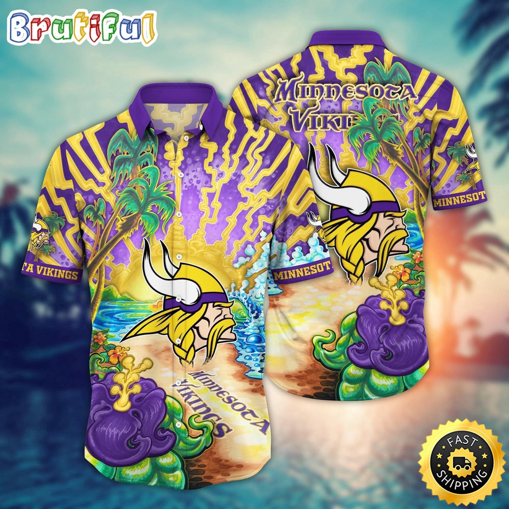NFL Minnesota Vikings Hawaiian Shirt Flower Hawaii Shirt For Football Fans