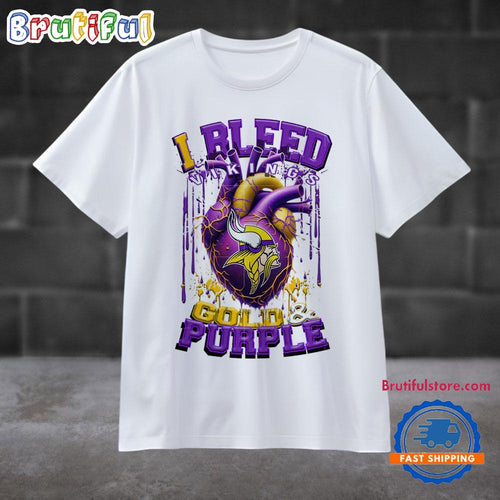 NFL Minnesota Vikings I Bleed Gold Purple Football Sporty T Shirt