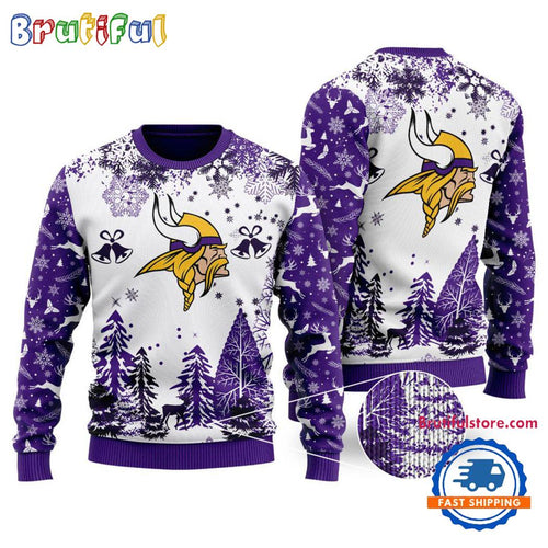 NFL Minnesota Vikings Logo Football Team Special Xmas Tree Christmas Ugly Sweater
