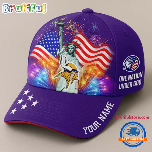 NFL Minnesota Vikings One Nation Under God Happy Independence Day Custom Classic Cap