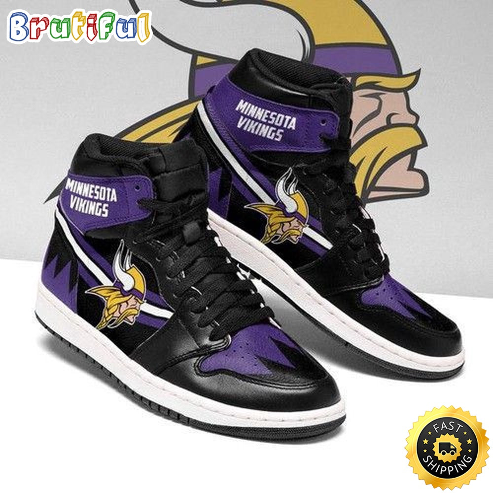 NFL Minnesota Vikings Purple Logo Black Sneaker Air Jordan 1 High Sneakers