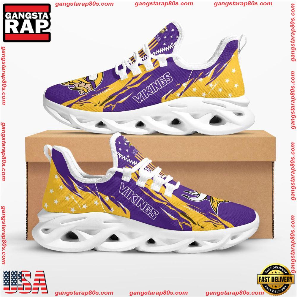 NFL Minnesota Vikings Stars and Stripes Max Soul Shoes Running Sneakers Running Sneakers