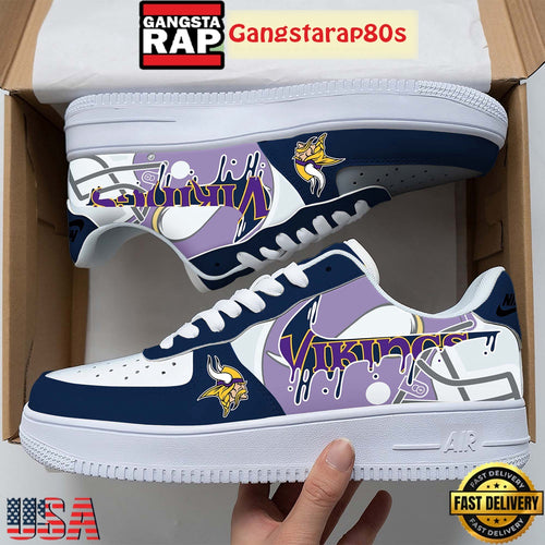 NFL Minnesota Vikings Team Logo Unique Air Force 1 Shoes Running Sneakers