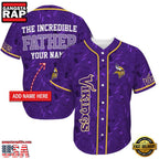 NFL Custom Name Minnesota Vikings The Increadible Father New Design Baseball Jersey Shirt