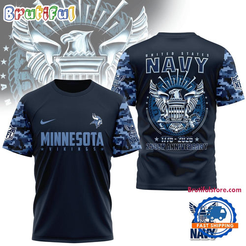NFL Minnesota Vikings US Navy 250th Anniversary 1775-2025 3D Shirt