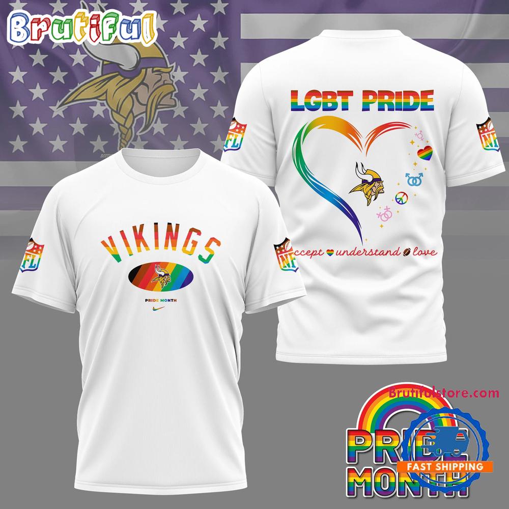 NFL Minnesota Vikings x Pride Month 2025 3D Shirt, Football Accept Understand Love TShirt