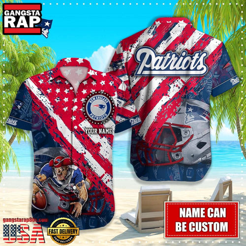 NFL New England Patriots American Flag custom Hawaiian Shirts For Men Women