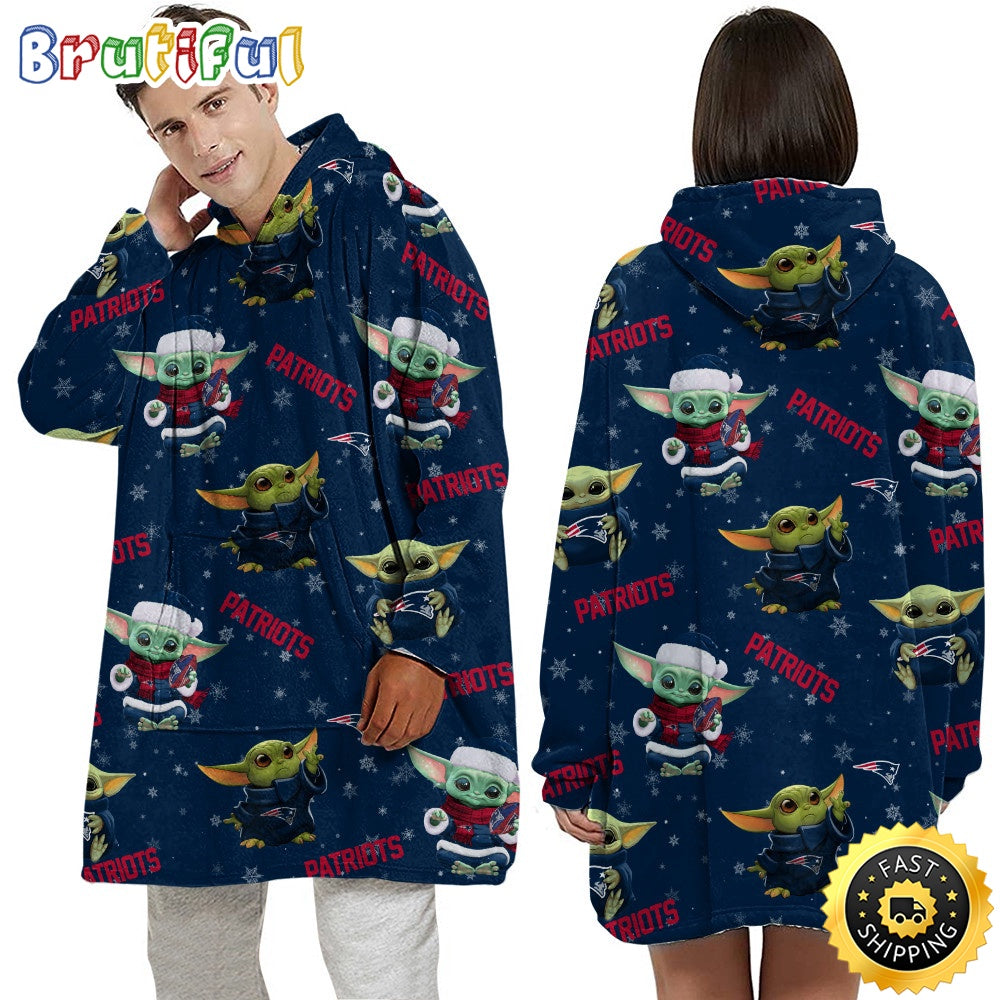 NFL New England Patriots Blanket Hoodie Baby Yoda Unisex Hoodie