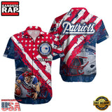 NFL New England Patriots Football American Flag Mascot Custom Name Aloha Hawaiian Shirt