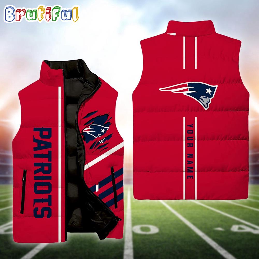 NFL New England Patriots Football New Season Personalized Sleeveless Down Puffer Jacket