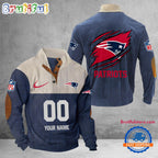 NFL New England Patriots Football Team Custom Name And Number Buttoned Collar Sweatshirt