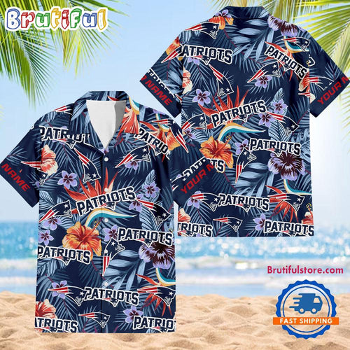 NFL New England Patriots Football Team Flower Summer Design Hawaiian Button Shirt