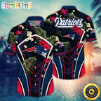NFL New England Patriots Hawaii Shirt Flower Vibrant Beachy Shirts