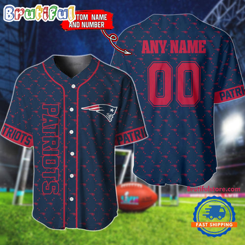 NFL New England Patriots Logo Team Hologram Pattern Design Baseball Jersey