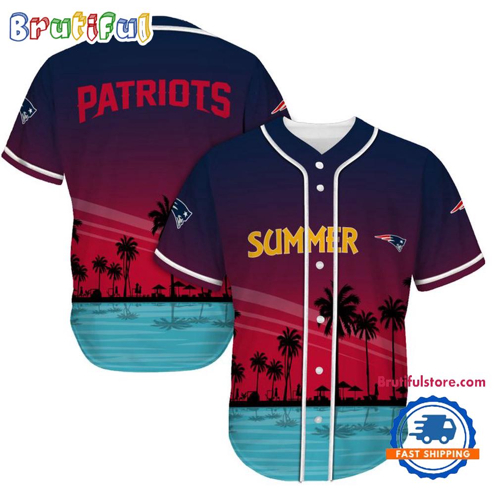 NFL New England Patriots Palm Trees Summer On The Beach Baseball Jersey