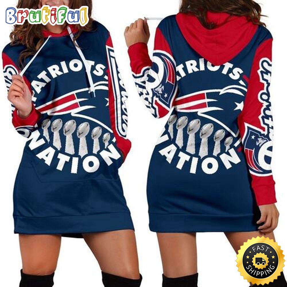 NFL New England Patriots Patriots Nation Hoodie Dress All Over Print For Women Hoodie