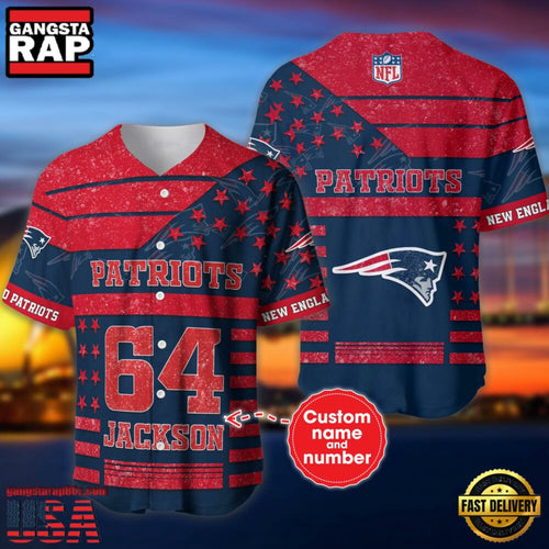 NFL New England Patriots Custom Name Number Name Number American Flag Baseball Jersey Shirt