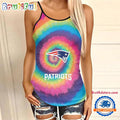 NFL New England Patriots Rainbow Pattern Summer Women’s Criss Cross Tank Top