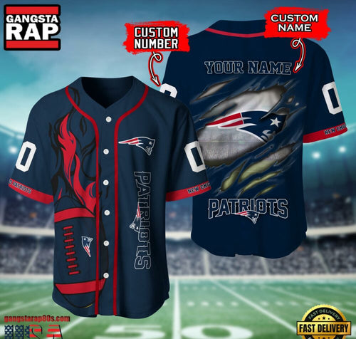 NFL New England Patriots Team Logo Litmited Edition Baseball Jersey Shirt