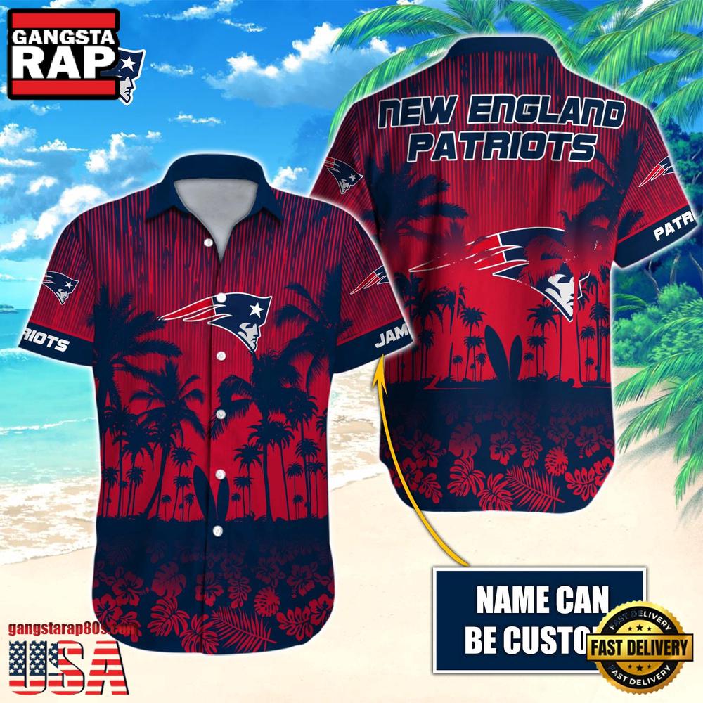 NFL New England Patriots Vintage Style Custom Name Aloha Hawaiian Shirt