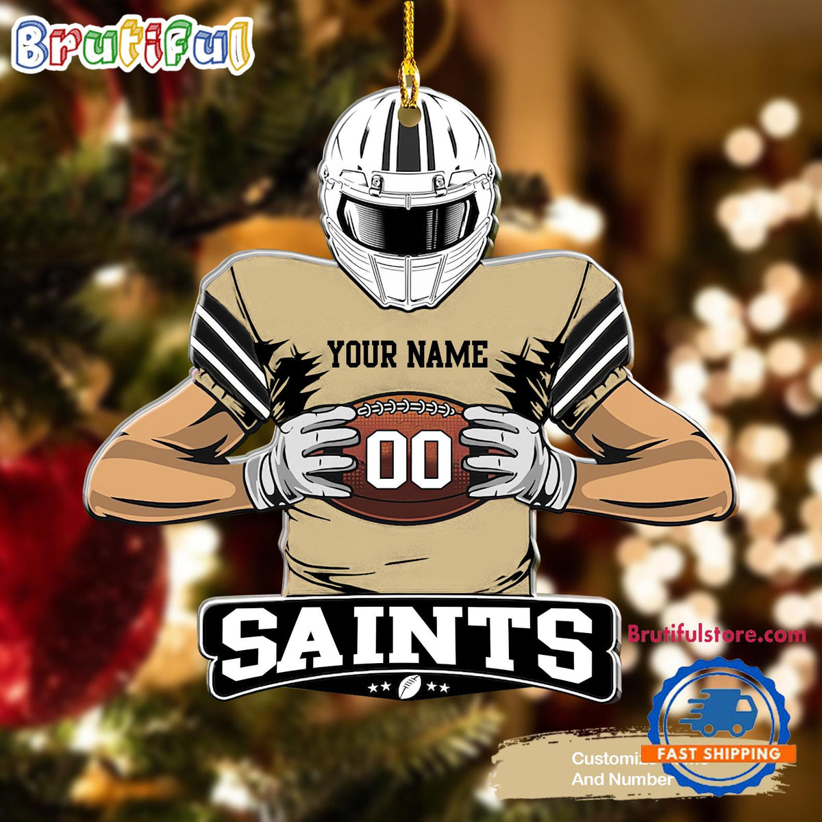 NFL New Orlean Saints Special Football Game Player Christmas Ornament