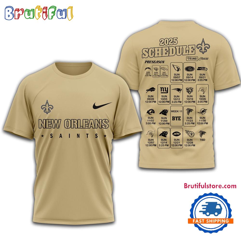 NFL New Orleans Saints 2025 SCHEDULE Unisex 3D Shirt
