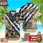 NFL New Orleans Saints Football American Flag Mascot Custom Name Aloha Hawaiian Shirt
