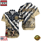 NFL New Orleans Saints Football American Flag Mascot Custom Name Aloha Hawaiian Shirt
