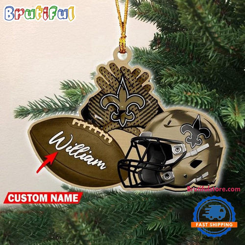 NFL New Orleans Saints Football Helmets Christmas Ornament, Custom Football Ornament Decoration