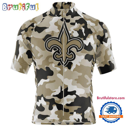 NFL New Orleans Saints Football Team Colorful Camo Cycling Jersey, Custom Football Jersey Shirt