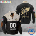 NFL New Orleans Saints Football Team Custom Name And Number Buttoned Collar Sweatshirt