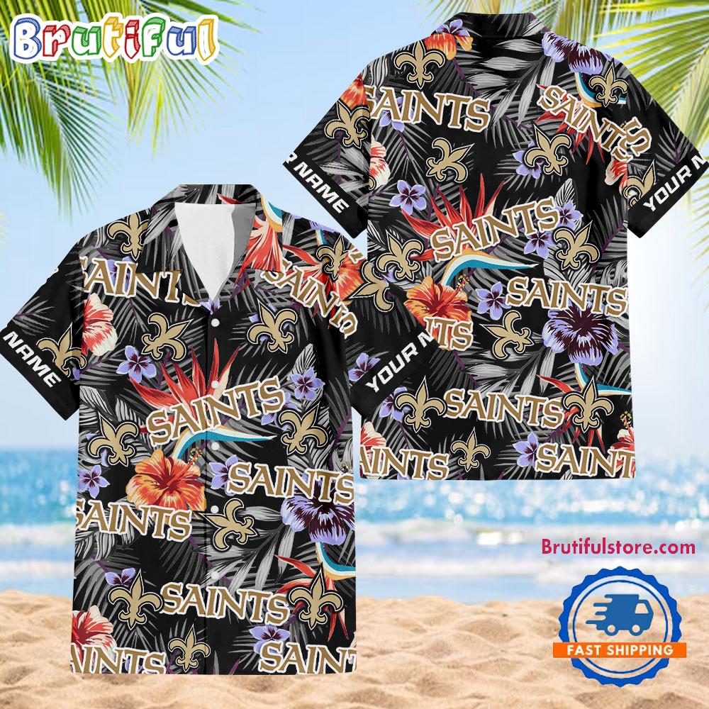 NFL New Orleans Saints Football Team Flower Summer Design Hawaiian Button Shirt