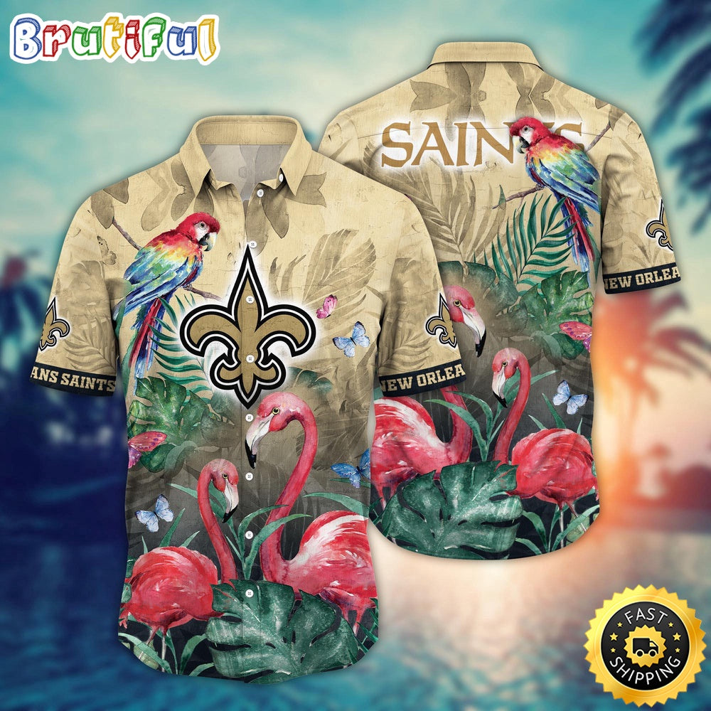 NFL New Orleans Saints Hawaii Shirt Flamingo And Flower Aloha Shirt