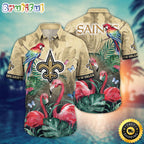 NFL New Orleans Saints Hawaii Shirt Flamingo And Flower Aloha Shirt